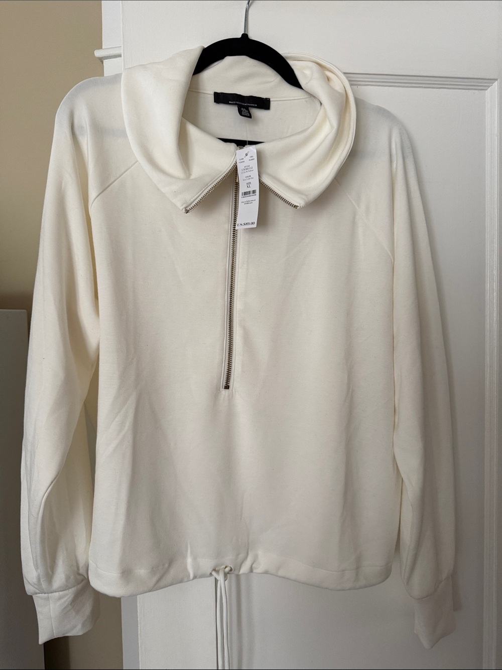White House Black Market Cream Half-Zip Funnel Neck Pullover